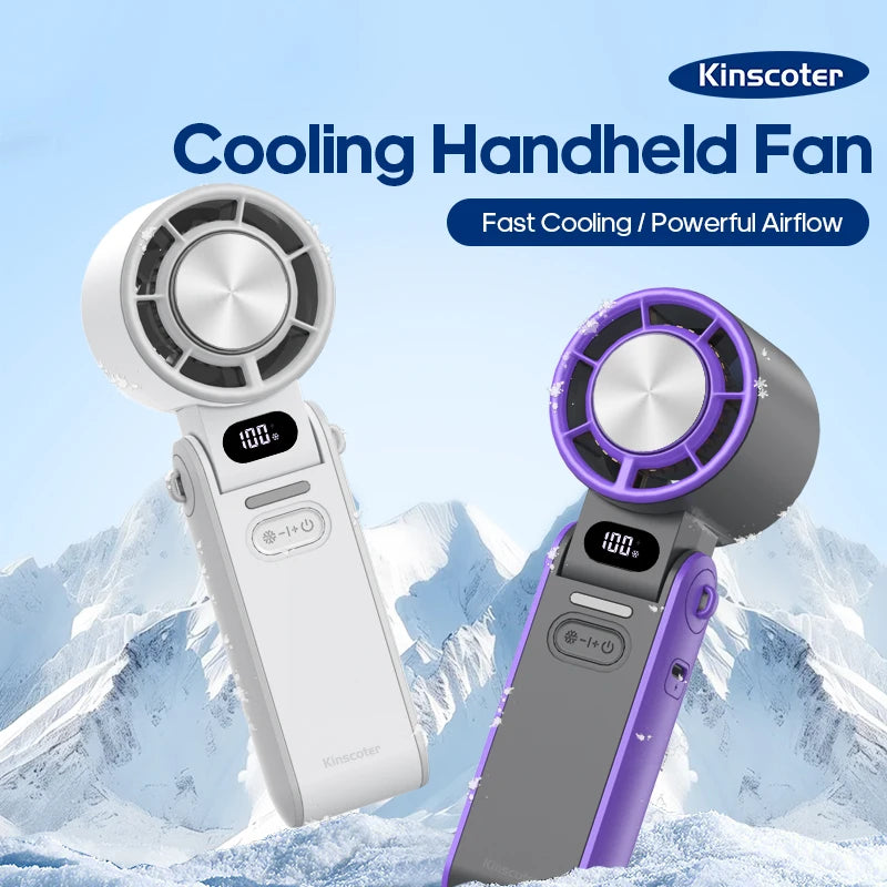 Foldable Handheld Turbo Fan – 3600mAh Rechargeable, 100-Speed Cooling for Outdoor Use