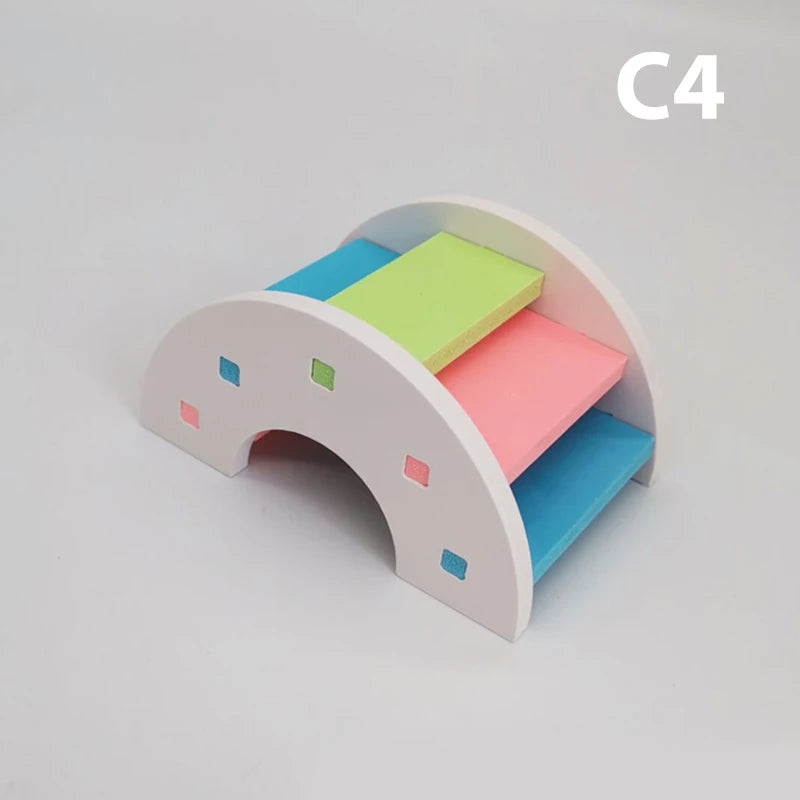 1PC Hamster Toys Wooden Rainbow Bridge Nest Seesaw Swing Toys Small Animal Activity Climb Toy DIY Hamster Cage Pet Supplies