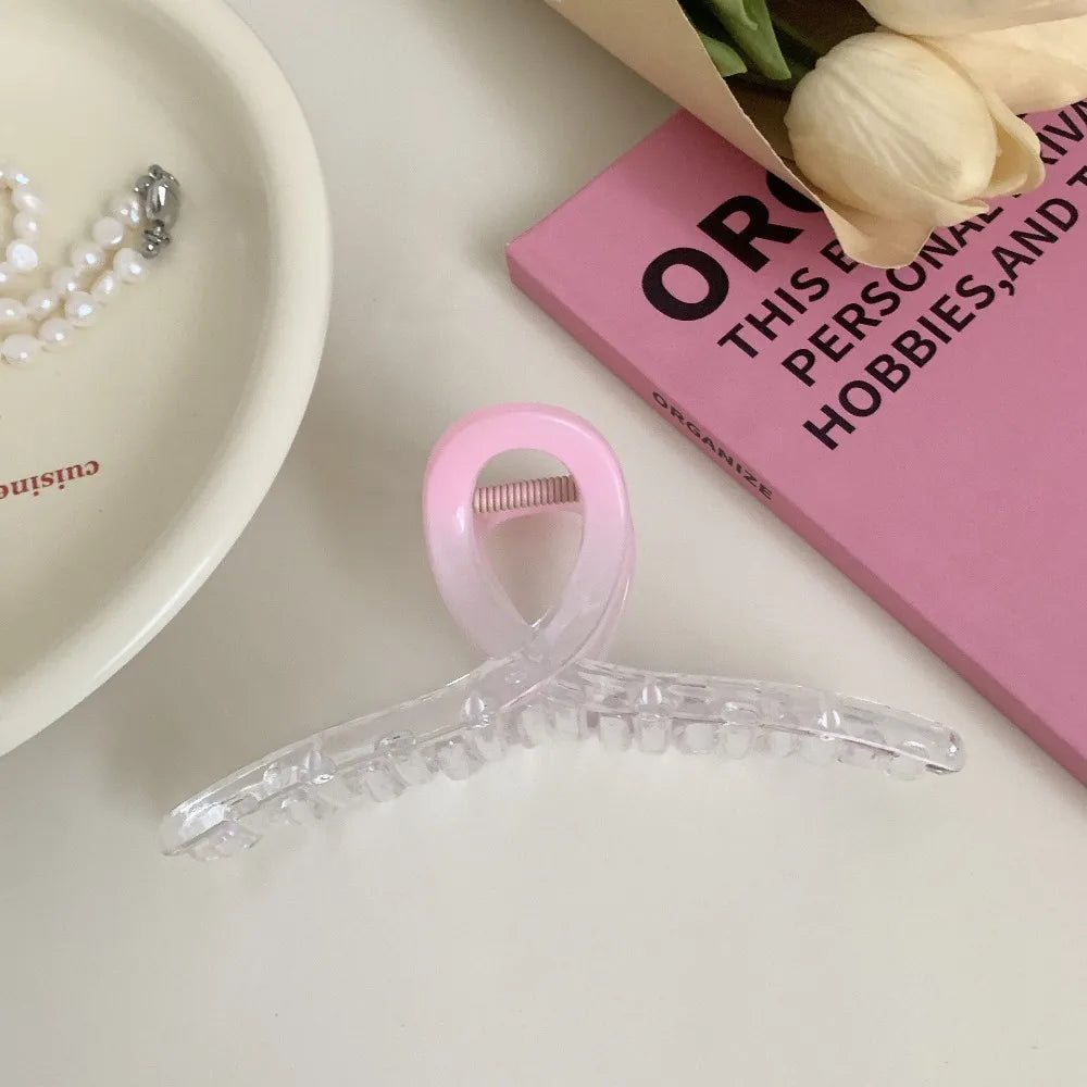 Fashion Pink Gradient Hair Clip Butterfly Bow Shark Clip for Women