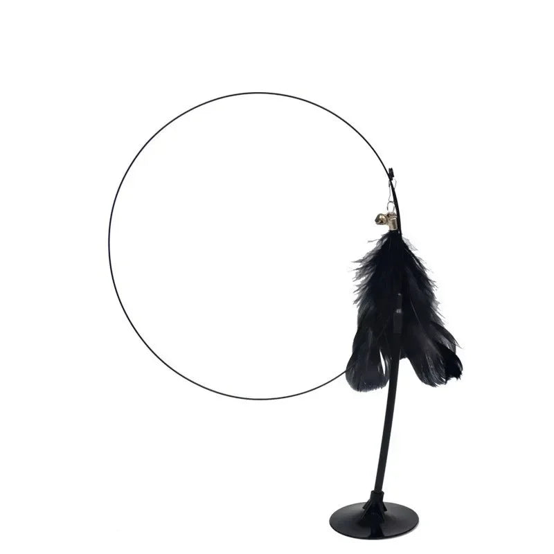 Cat Teaser Stick With Bell Feather Long Rod Suction Cup