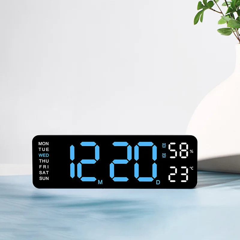 12inch Smart Mute LED Electronic Wall Clock with Thermometer