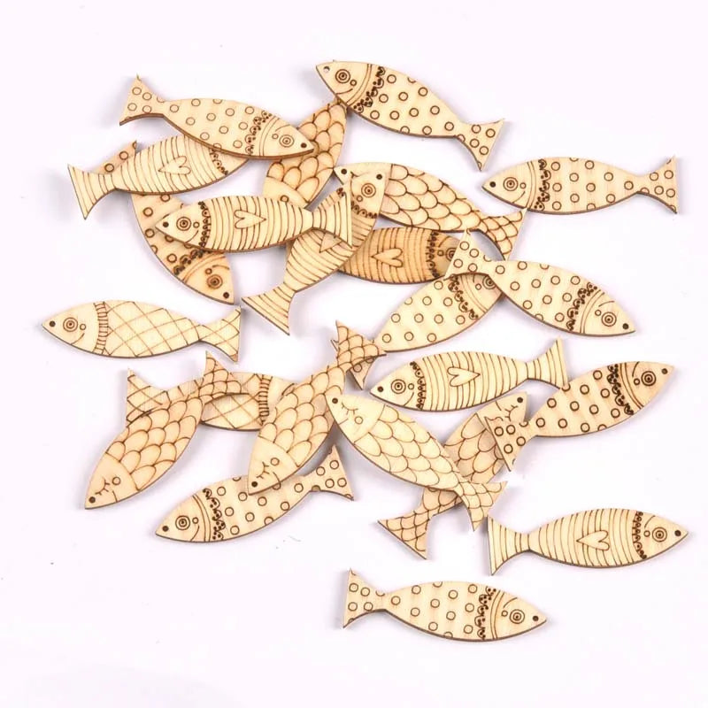 Lovely Dog Cat Fish Natural Wooden Chips for Scrapbooking DIY