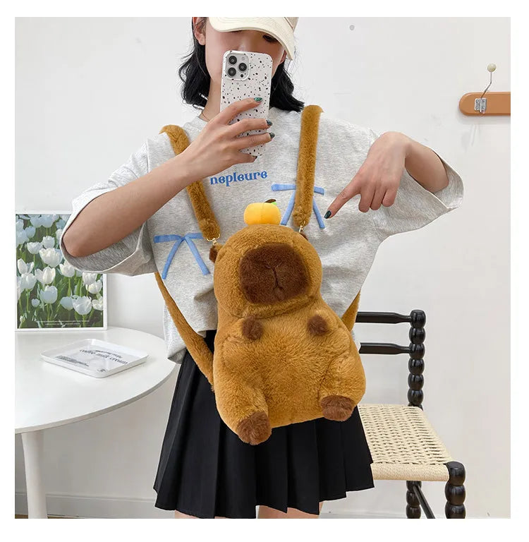 Capybara Plush Backpack Kawaii Mini Knapsack Bag for Kids