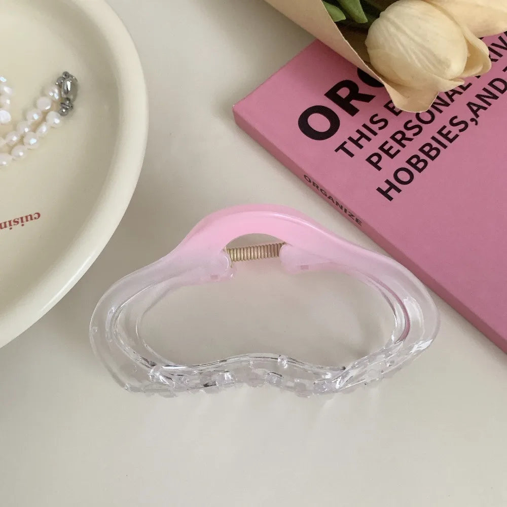 Fashion Pink Gradient Hair Clip Butterfly Bow Shark Clip for Women