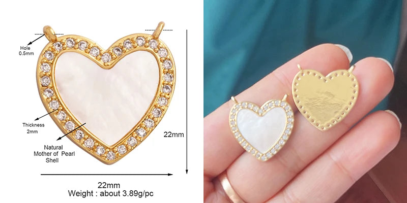 Classics Love Heart Star Zircon Focal Charm Pendant 18K Gold Plated Shell Pearl Jewelry