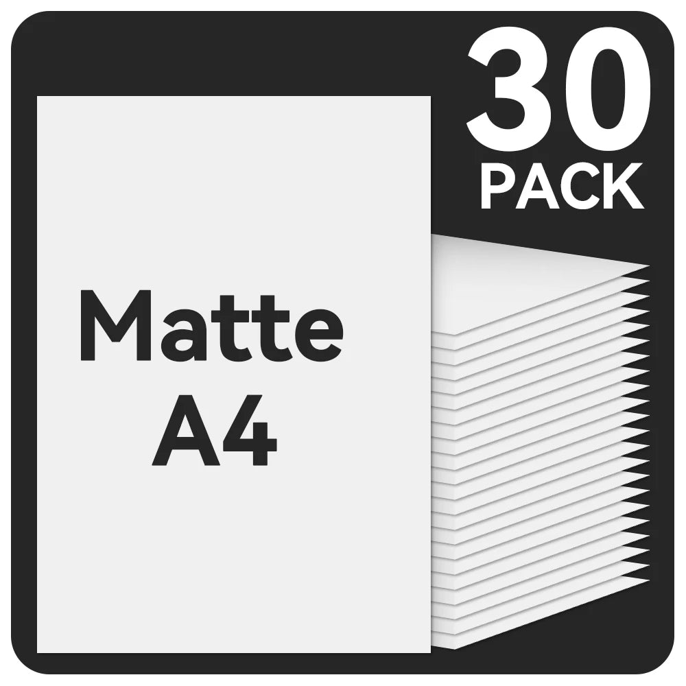 Matte Printable Vinyl Sticker Paper A4 30/50 Sheets Adhesive Waterproof DIY Label and Decal Paper for Inkjet Printers