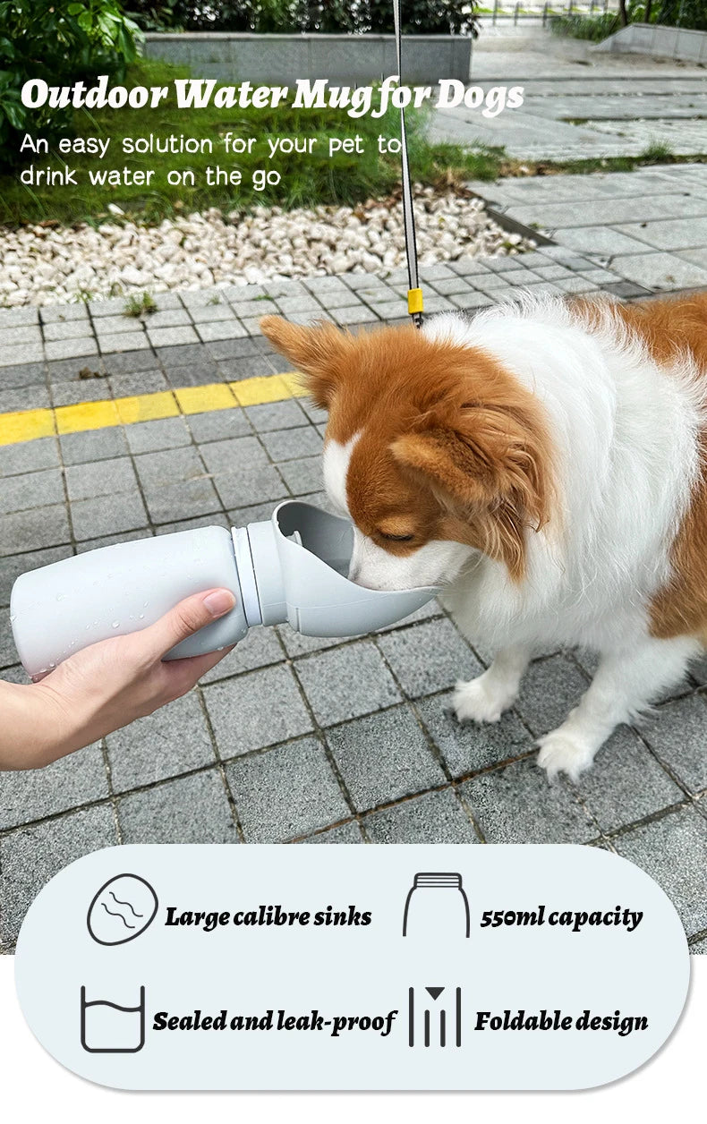 550ml Portable Folding Pet Water Bottle for Dogs and Cats Travel Mug with Collapsible Design