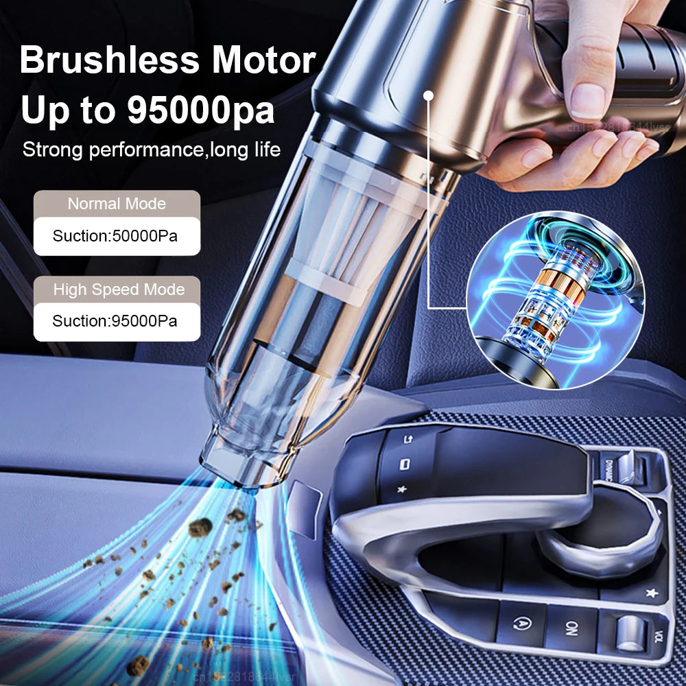 Car Vacuum Cleaner Portable Wireless 95000PA Strong Suction
