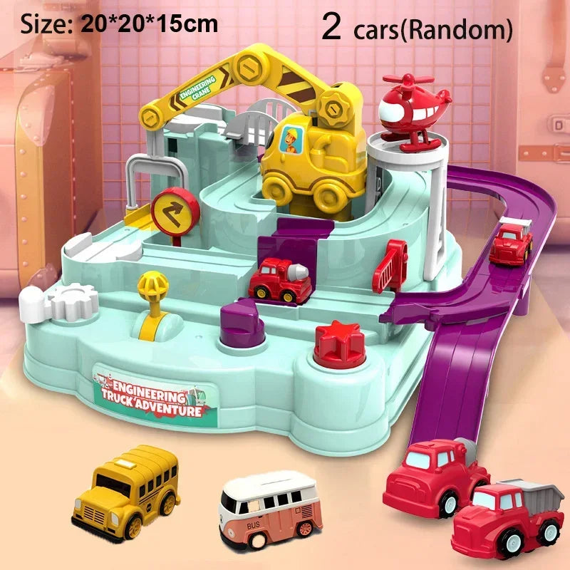 Racing Rail Car Model Educational Toy Set with Interactive Train Tracks for Children Adventure Game