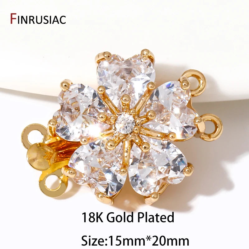 Multi Styles 18K Gold Plated Brass Flower Safety Clasps for DIY Jewelry
