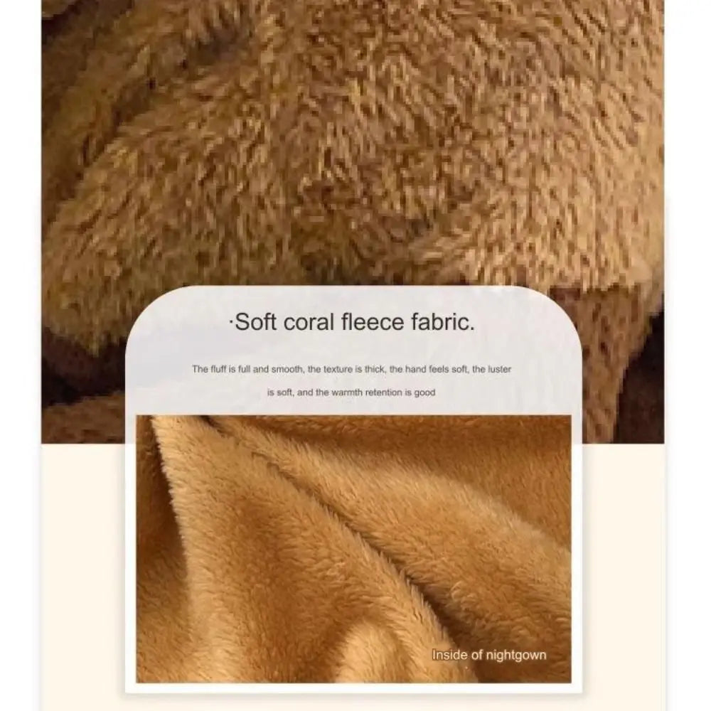 Cute Capibara Pajamas Pants Set Warm Winter Fleece Sleepwear