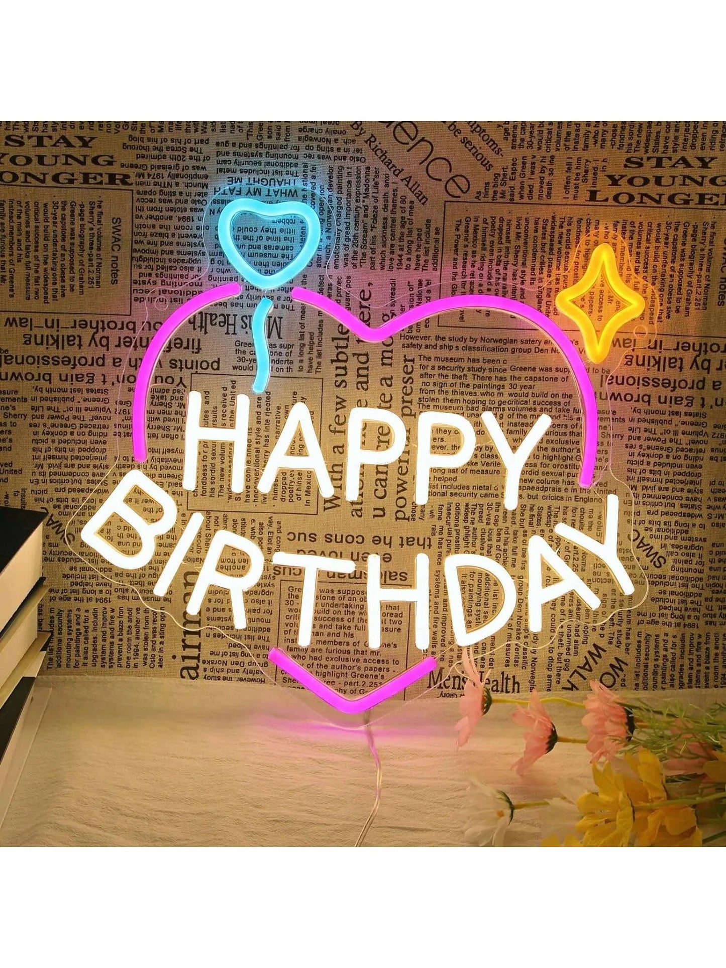 Happy Birthday Neon Sign Dimmable LED Wall Decor Light