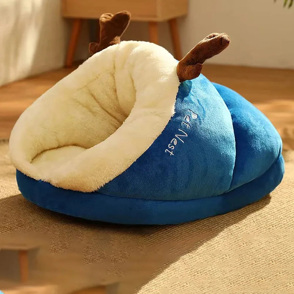 Warm Small Dog Kennel Bed Breathable Slipper Shaped Pet House Foldable Washable Cat Sleep Bag