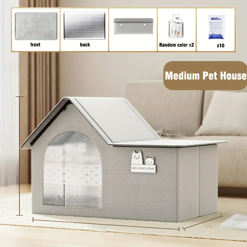 Summer Cooling Pet House for Cats and Dogs Portable Ice Shelter with Air Conditioning Design Ideal for Hot Weather