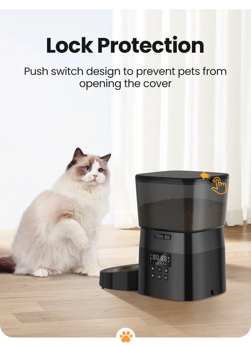 ROJECO Automatic Pet Feeder Auto Cat Food Dispenser Smart Control