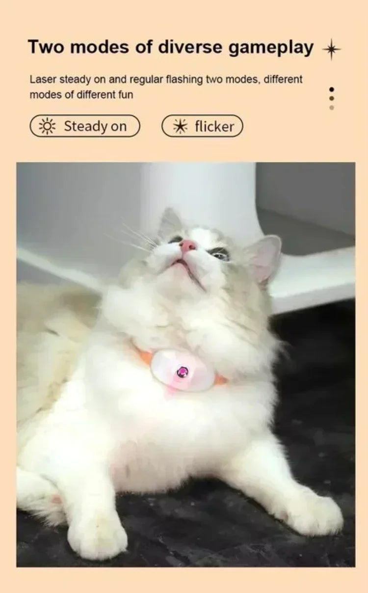 Rechargeable LED Pet Collar with Interactive Laser Teaser and Light-Up Function for Cats and Dogs