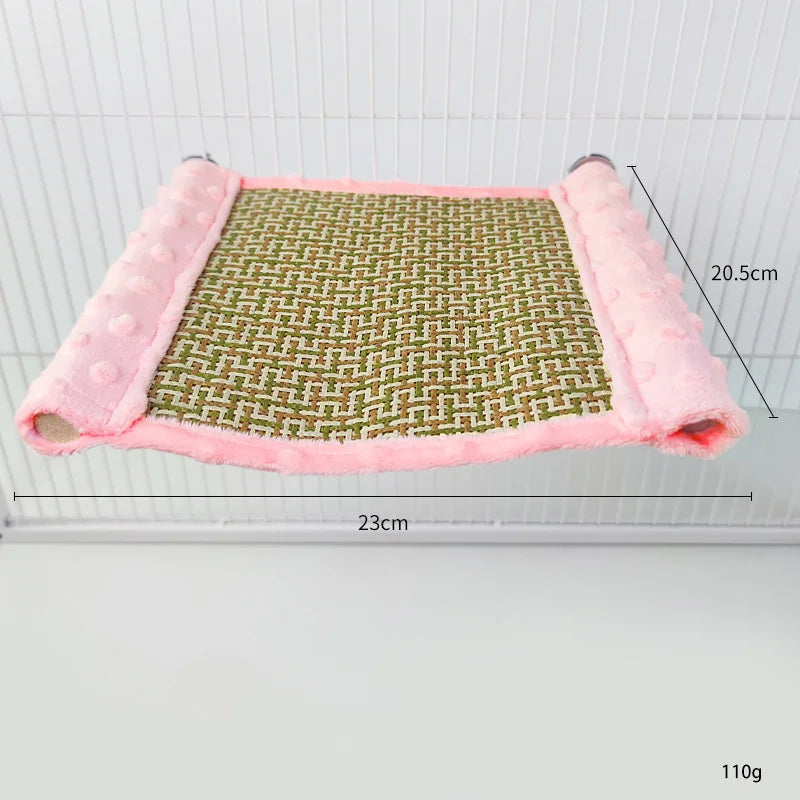Warm Plush Bird Hammock Parrot Hanging Bed Rattan Bird Sleeping Bed Double Layer Parrot Hamster Hammock Small Pet Supplies