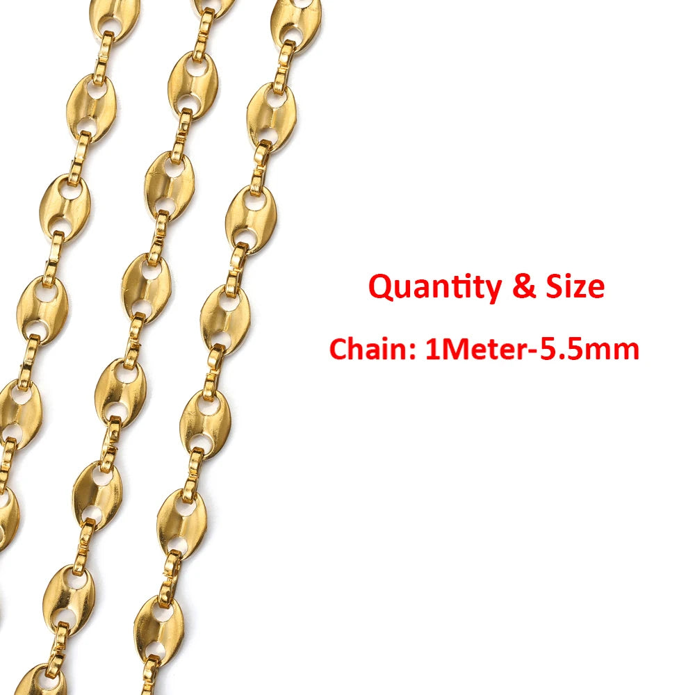 2 Meters/1 Meter High Quality Gold Color Stainless Steel Chain for DIY Jewelry Making
