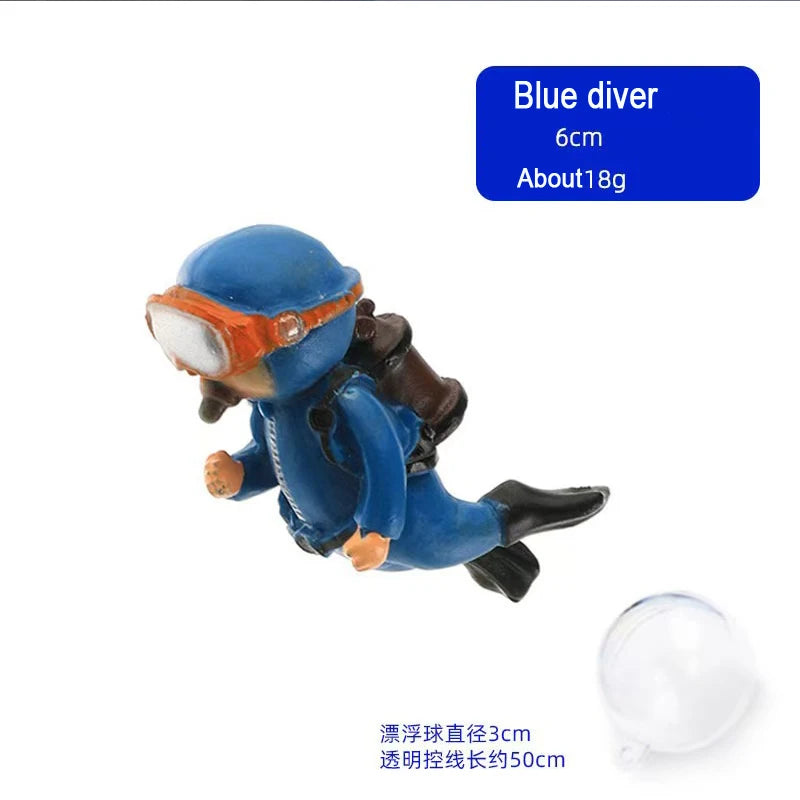 Cartoon Fish Tanks Decor Mini Diver Simulated Floating Mermaid Aquarium Fish Tank Decoration Kiki Pendant Aquarium Accessories