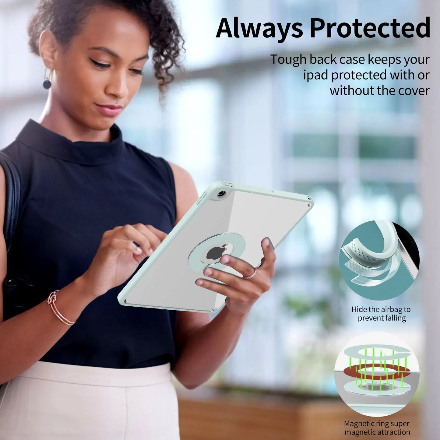 RBP Magnetic Case for iPad 10 10.9 2022 Pro 11 12.9 with Detachable Back Shell for iPad Air 4 10.9 and iPad 10.2 7th 8th 9th Mini 6 Protection and Style