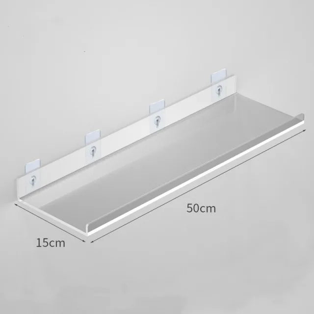 1pc Clear Acrylic Storage Rack Wall Mounted Shelf for Makeup, Books, and Organizing