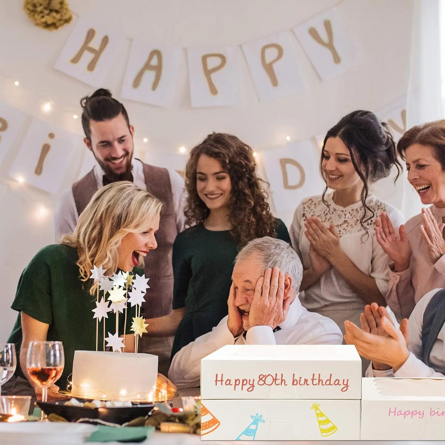 Multi Pack Window Cookie Boxes White Treat Boxes for Pastries Donuts and Chocolate Strawberries Ideal for Birthday Parties and Celebrations