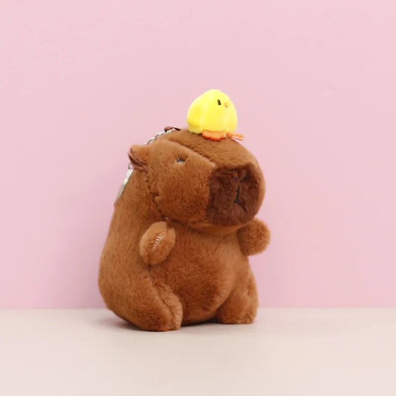 Strawberry Hat Capybara Plush Toy Keychain and Backpack Pendant