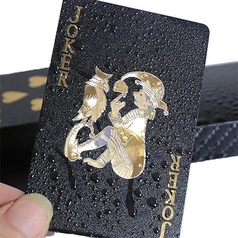 Black Gold Waterproof Plastic Playing Cards for Poker Games