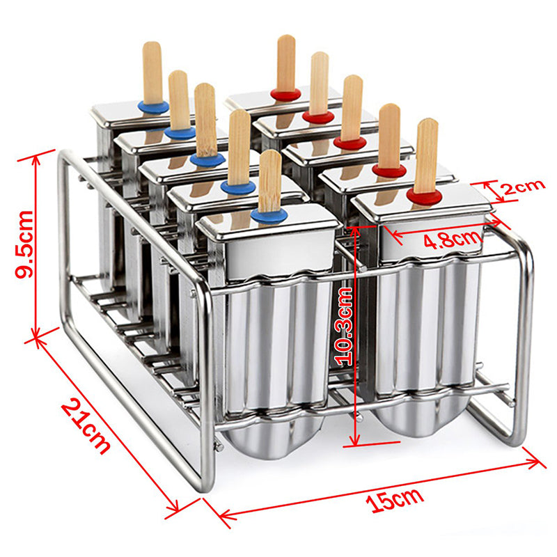 Stainless Steel Popsicle Mold Set β Reusable Ice Lolly Maker with Holder Rack for Homemade Treats