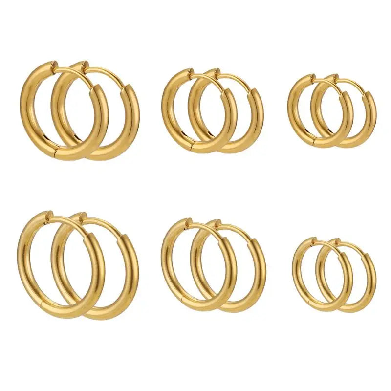 10pcs Stainless Steel Small Hoops Earring Piercing 8-20mm