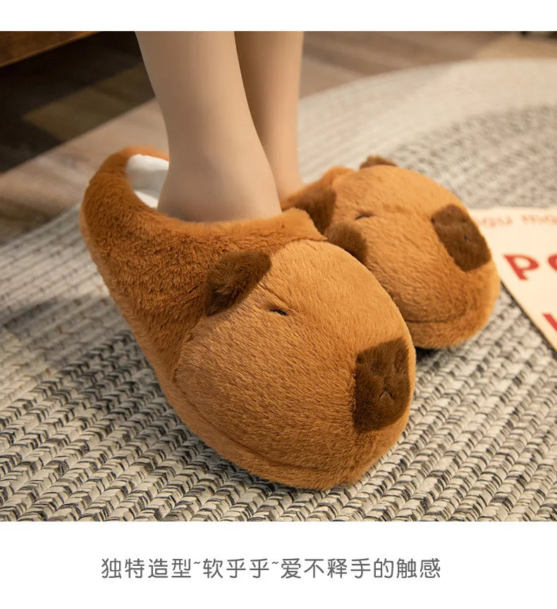 Cute Capybara Plush Slippers Soft Warm Indoor Shoes