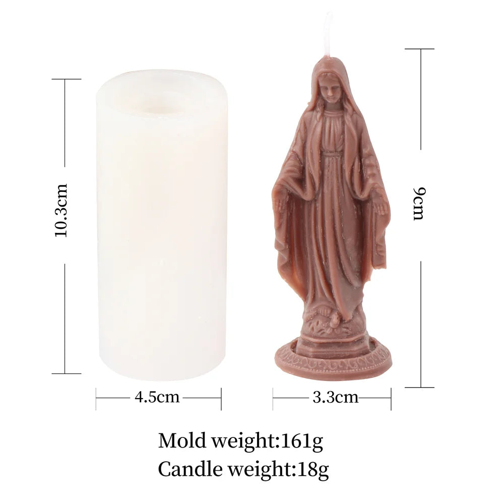 Religious Blessed Virgin Mary Candle Silicone Mold for Crafts