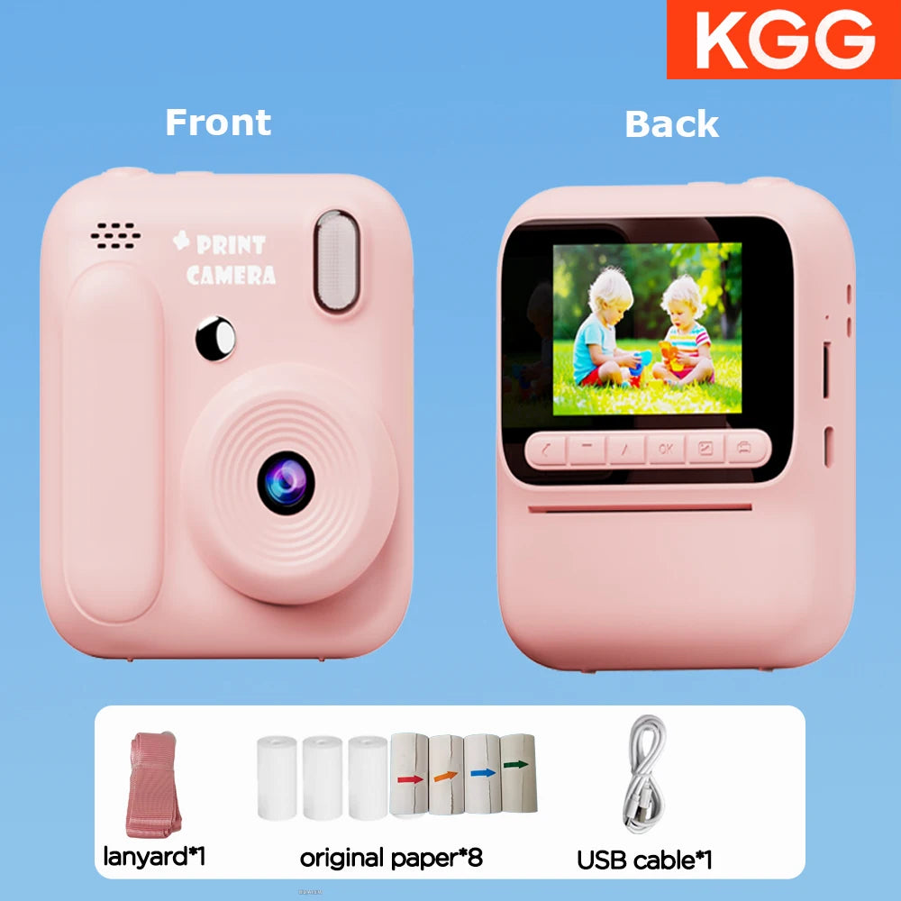 Color Printing Camera Kids Instant Camera 32GB 1080P Thermal Print Digital Camera Print Photo Video Games Music Children Gift