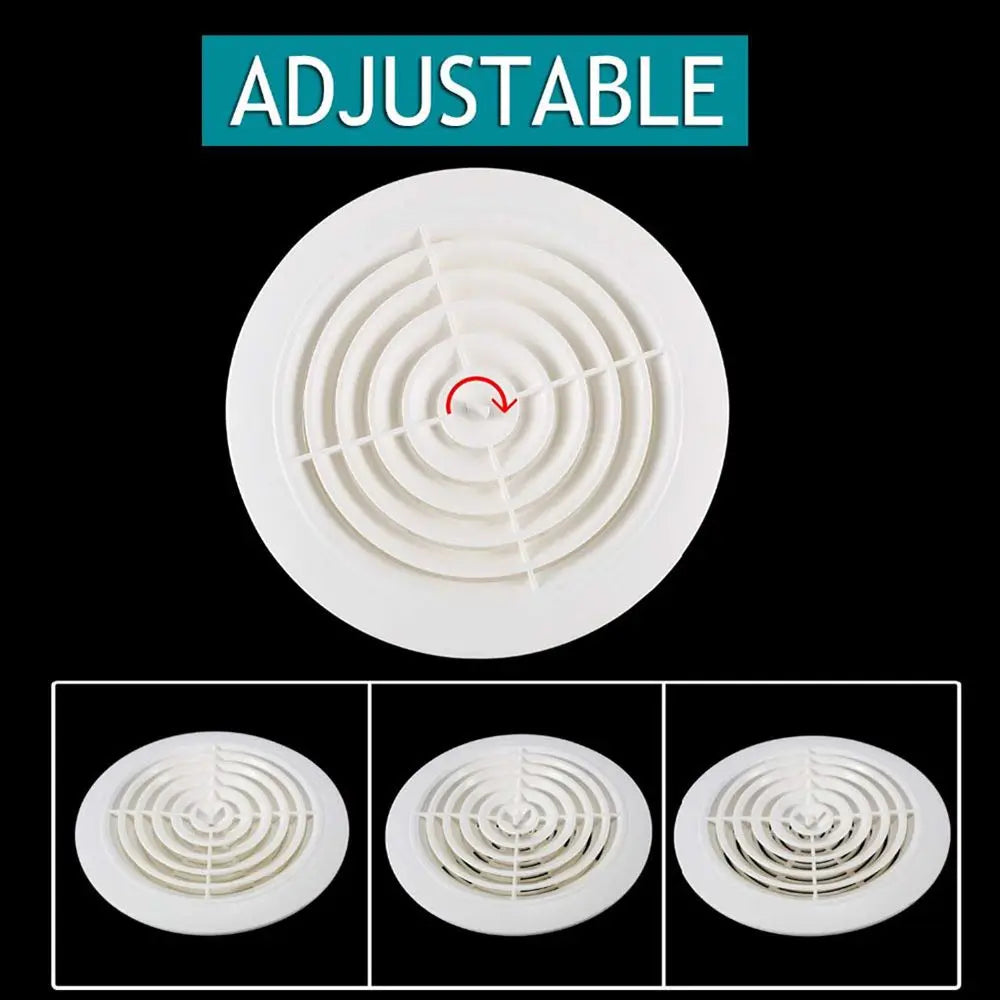 Adjustable Air Ventilation Cover Round Ducting ABS Grille for Kitchen and Bath Air Outlet