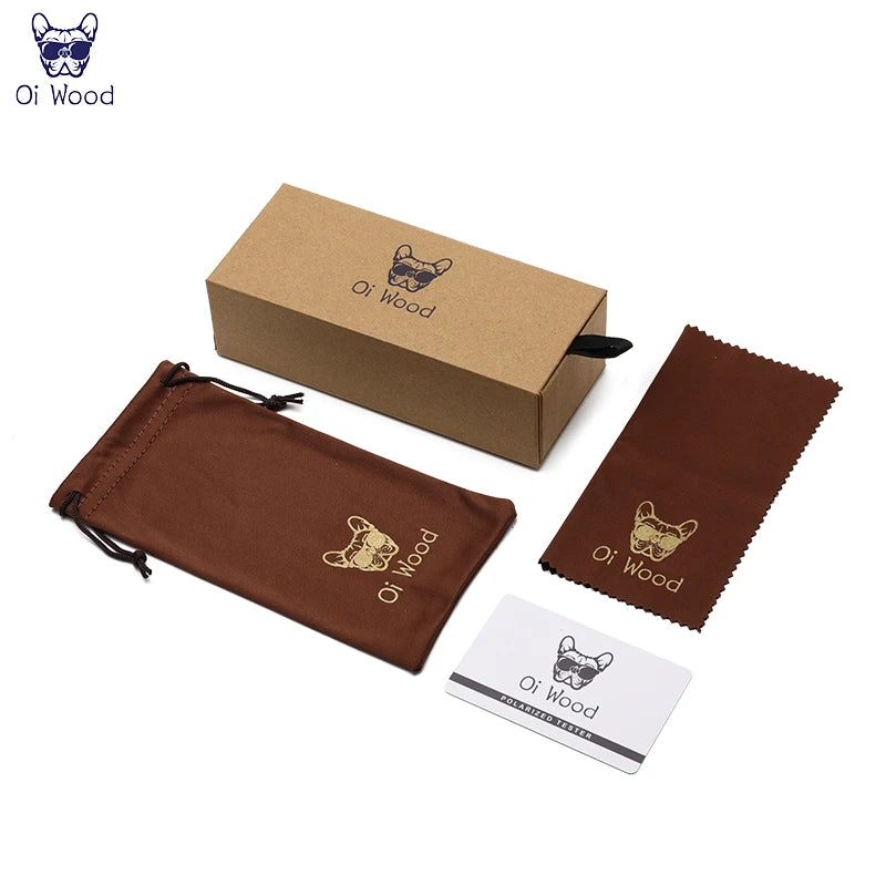 Oi Wood Retro Round Sunglasses For Men Women Polarized Blue Mirror Eyewear 8024