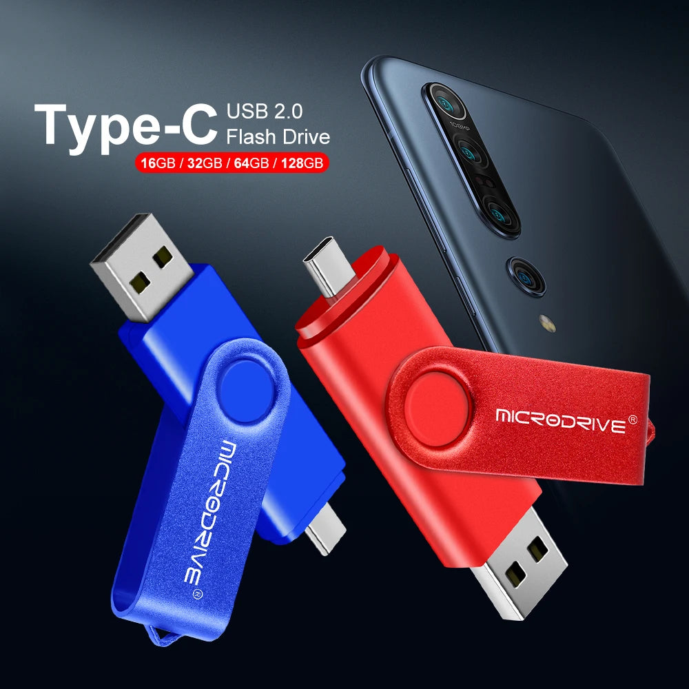 Metal OTG 2 IN 1 Type C Pen Drive 128GB USB Memory Stick