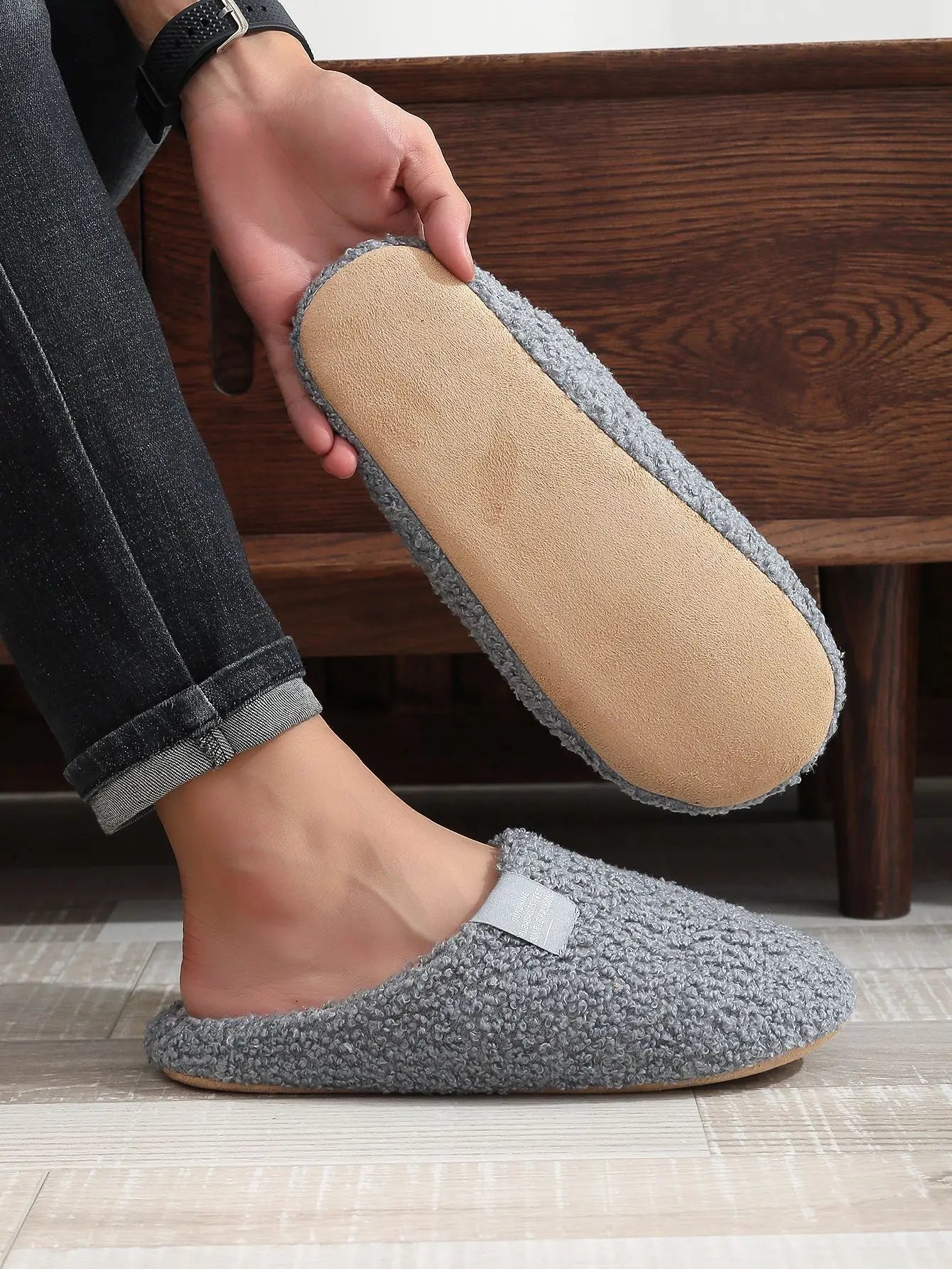 Couples Home Slippers Soft Fur Warm Indoor Flat Slides