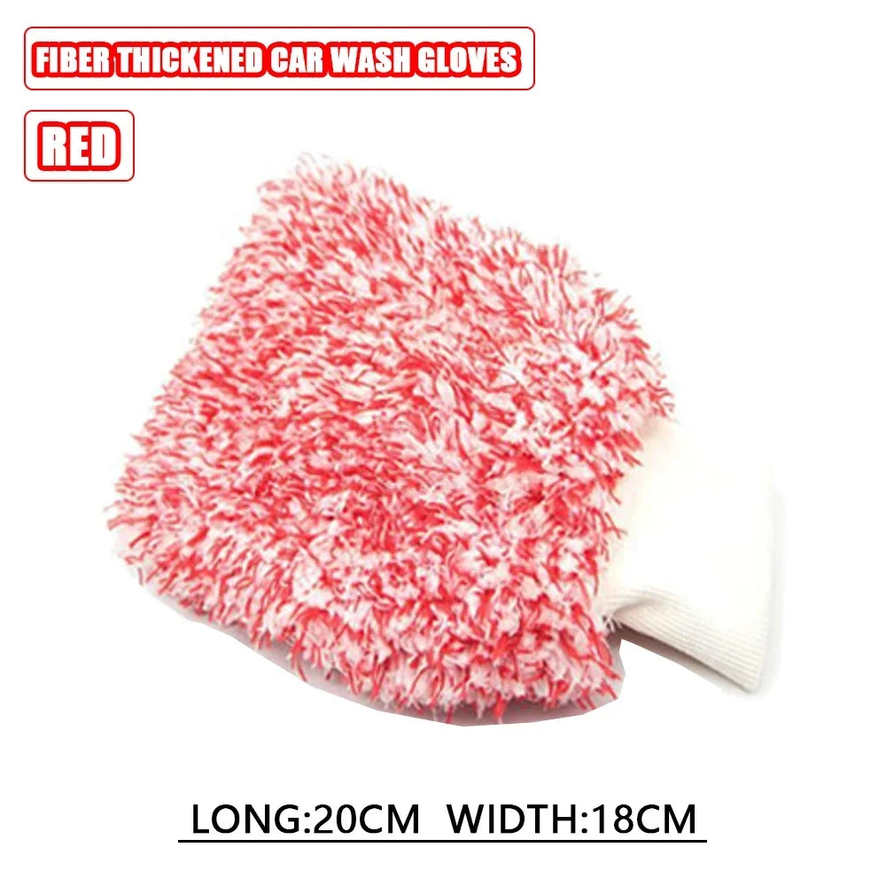 Car Wash Brush Microfiber Wheel Cleaning Gloves Non-Slip Handle