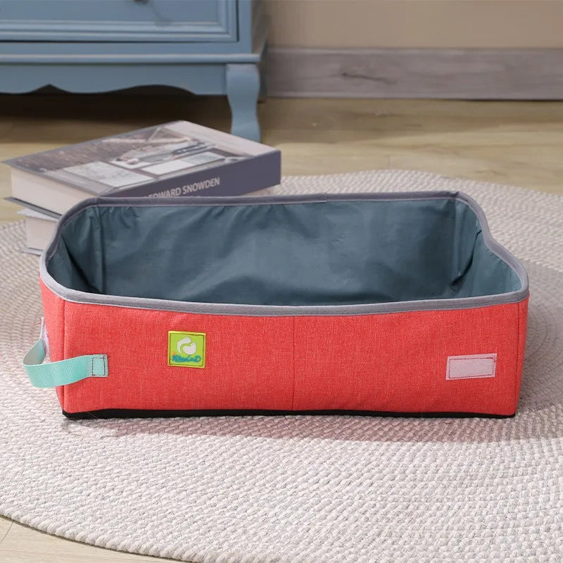 Semi Enclosed Cat Litter Box, Portable Waterproof Oxford Cloth