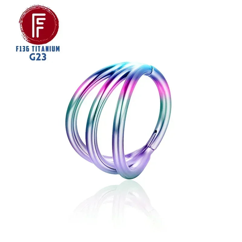 F136 Titanium 3 Layers Nose Rings and Ear Cuff Jewelry