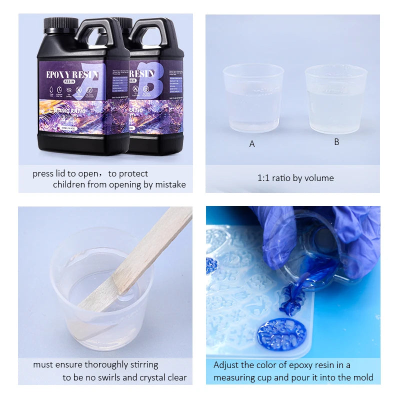 1:1 Ratio Crystal Clear Epoxy Resin Kit Anti-Yellowing Formula for DIY Jewelry and Resin Art