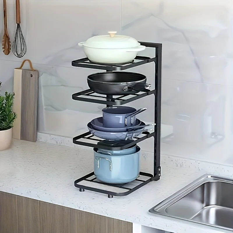 Adjustable Stainless Steel Pot Rack Organizer for Kitchen Multi-Layer Pot and Pan Storage Solution