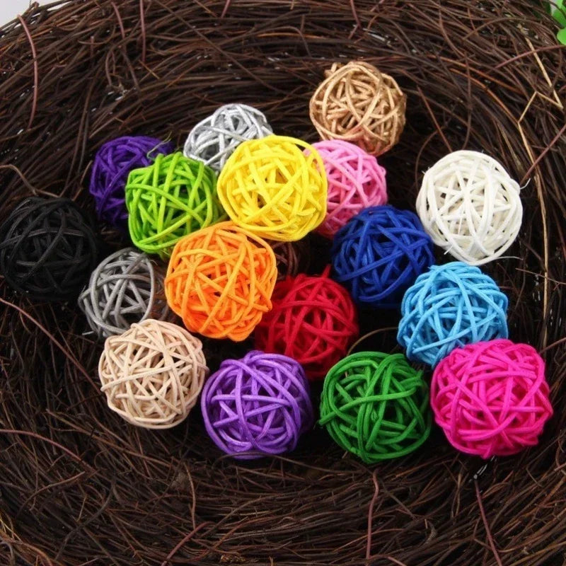 Pet Bird Chewing Bird Rattan Ball Toy For Parrot Budgie Parakeet Cockatiel Chewing Playing Parrot Cages Toys 5pcs