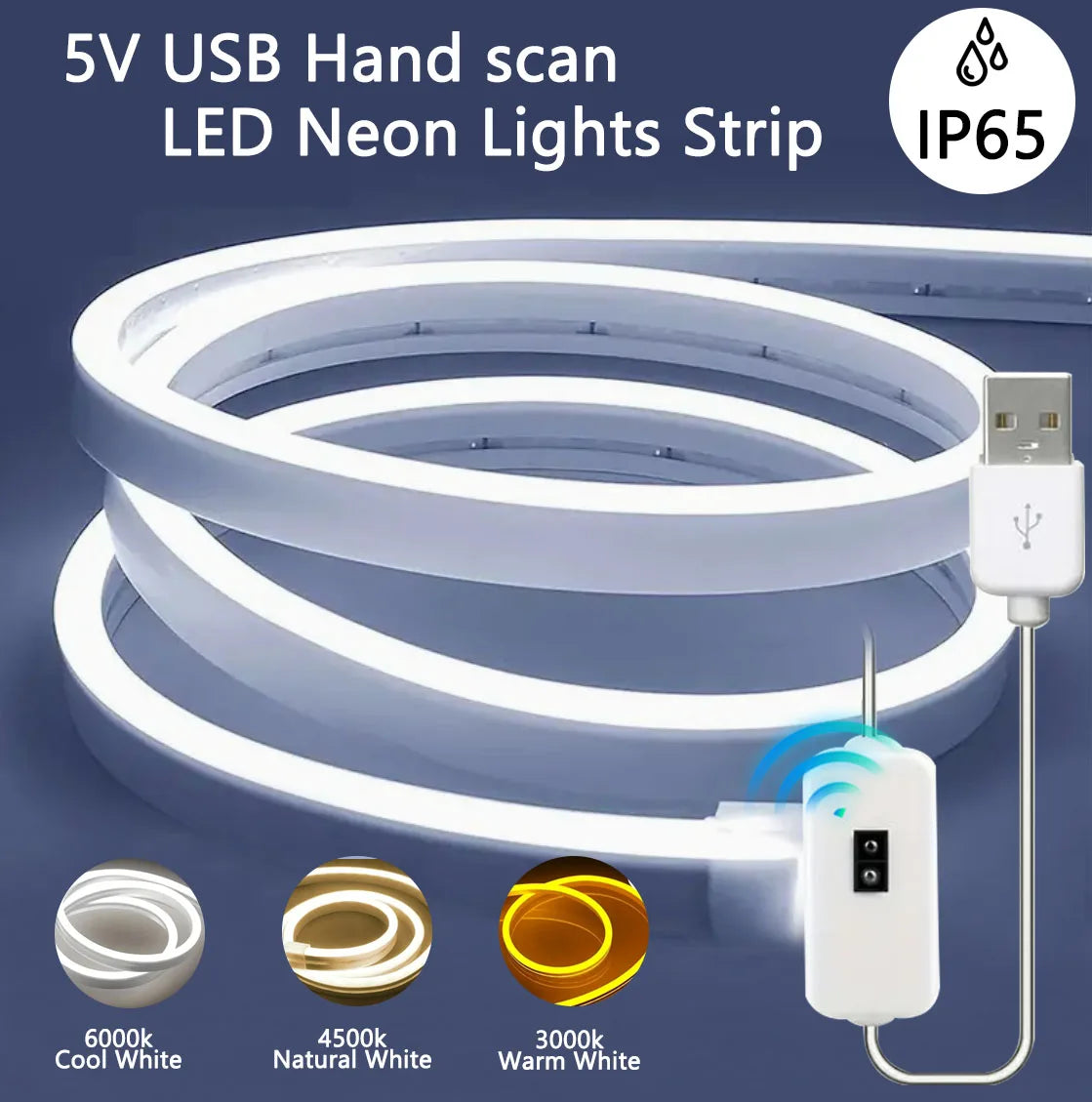 LED Neon Lights Strip Dimmable Waterproof USB Powered Motion Sensor Hand Scan Switch for Home Party DIY Neon Sign