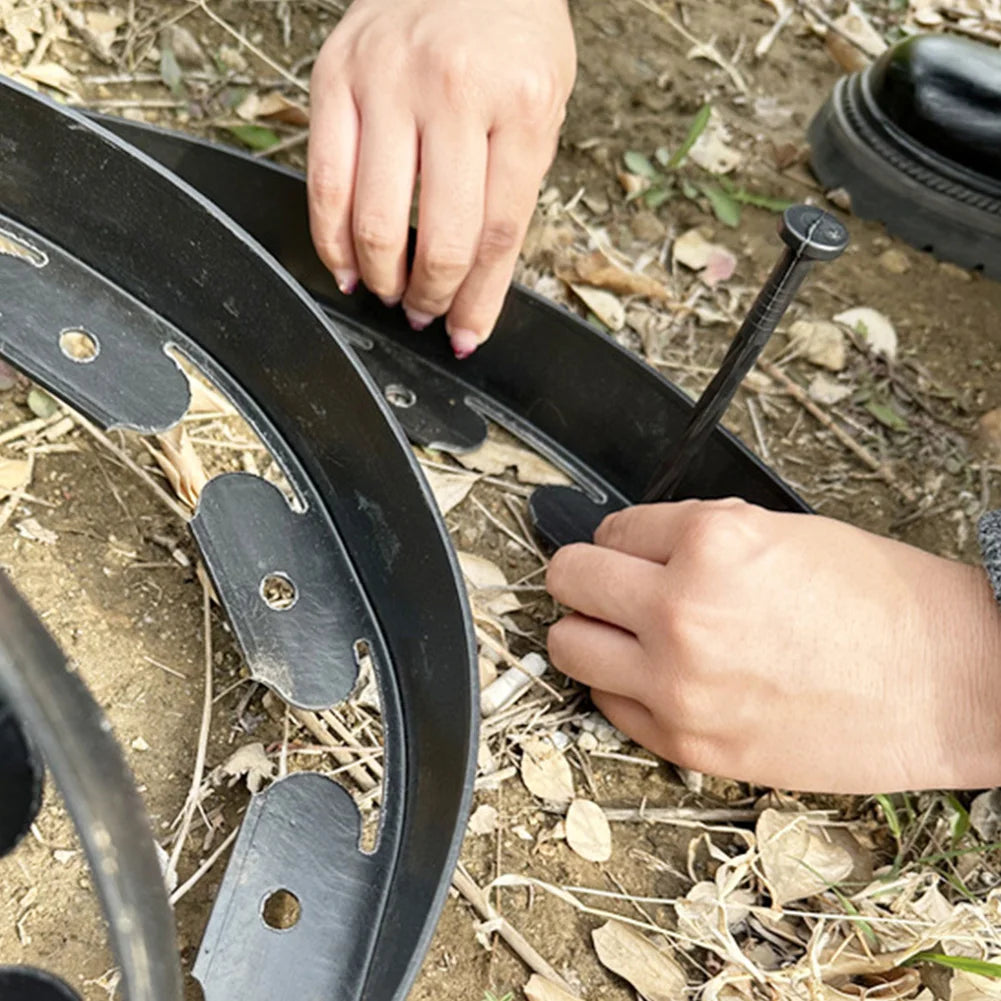 10M Plastic Garden Edging Border Kit with 30 Anchoring Spikes for Easy Installation and Durable Landscape Design