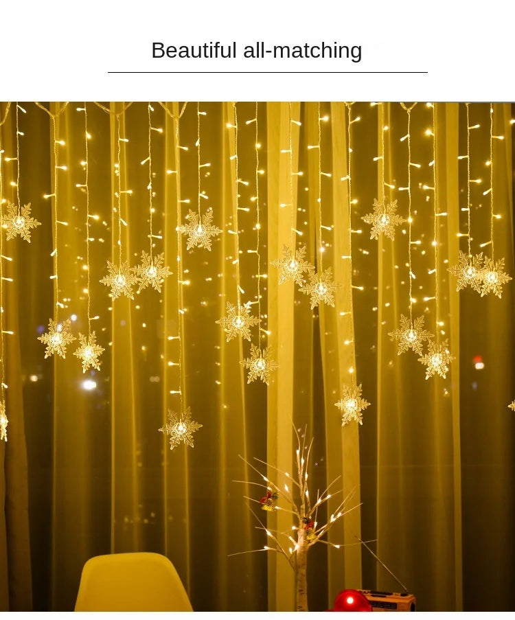 3.2M Christmas Snowflakes LED String Lights Waterproof Fairy Curtain for Holiday Party Wedding Decoration