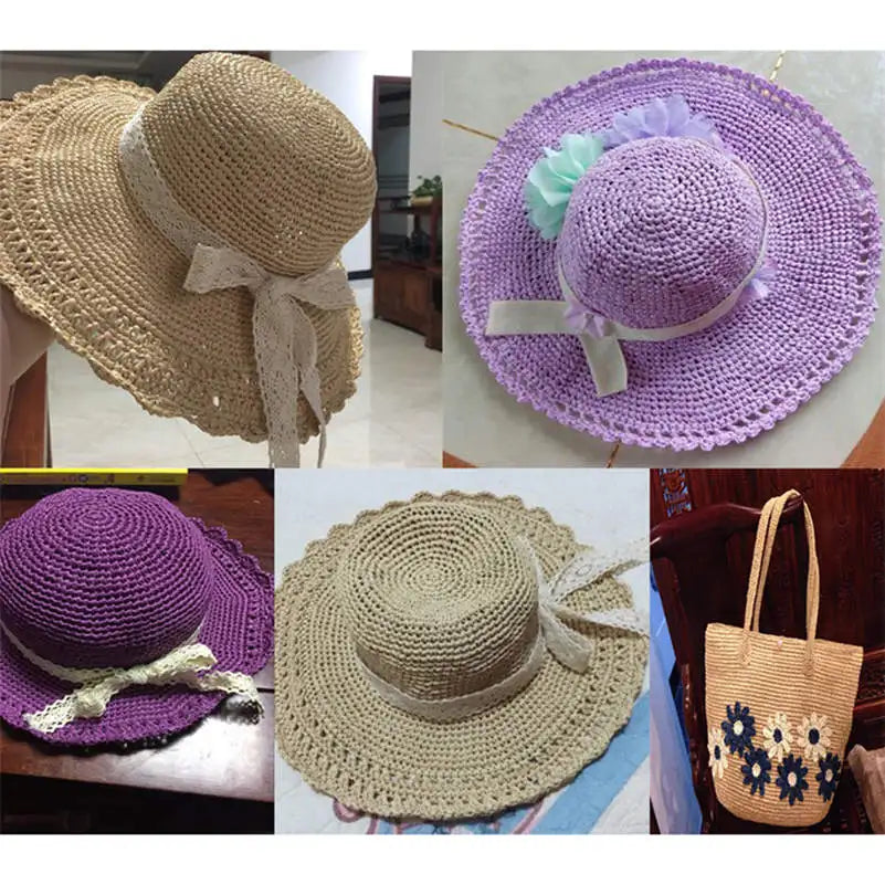 Natural Raffia Straw Yarn 600 Meter 500g for Hand Knitting Crochet Summer Hats Handbags Baskets DIY Craft