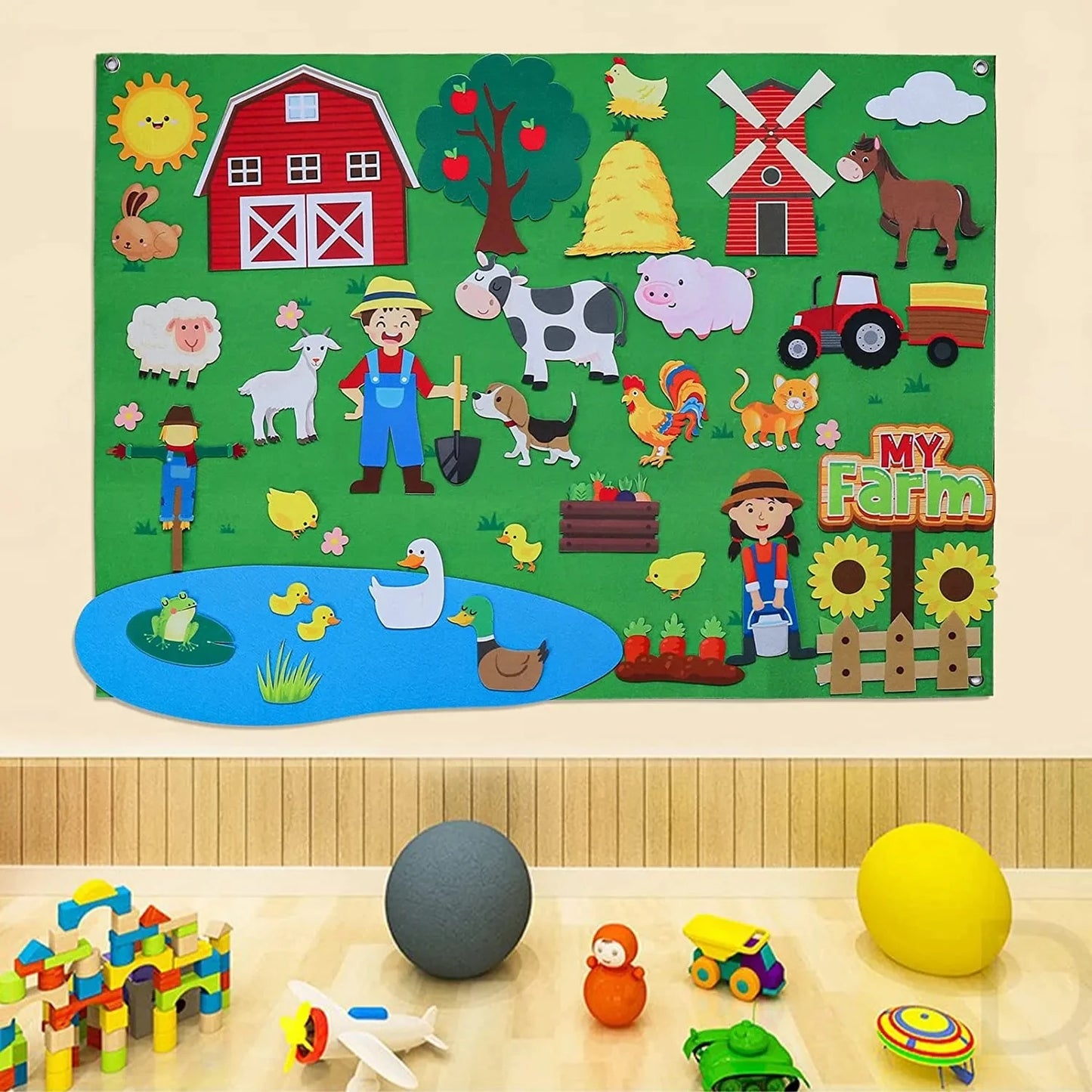 Farm Animals Felt Story Busy Board Set for Toddlers and Preschoolers Interactive Farmhouse Themed Early Learning Play