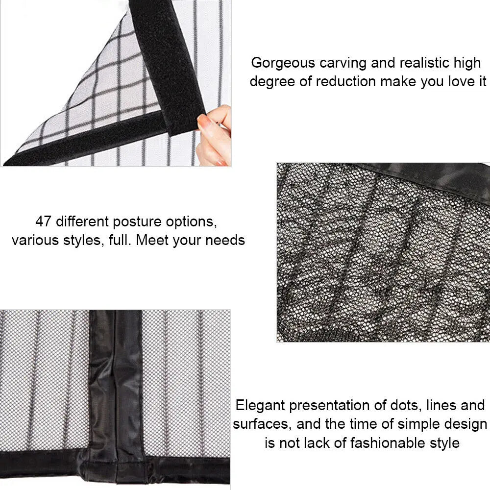 Cortina de malla magnética para puerta con malla mágica, mosquitera, mampara de manos libres, cortina de rayas silenciosa para puerta, ventilación para dormitorio