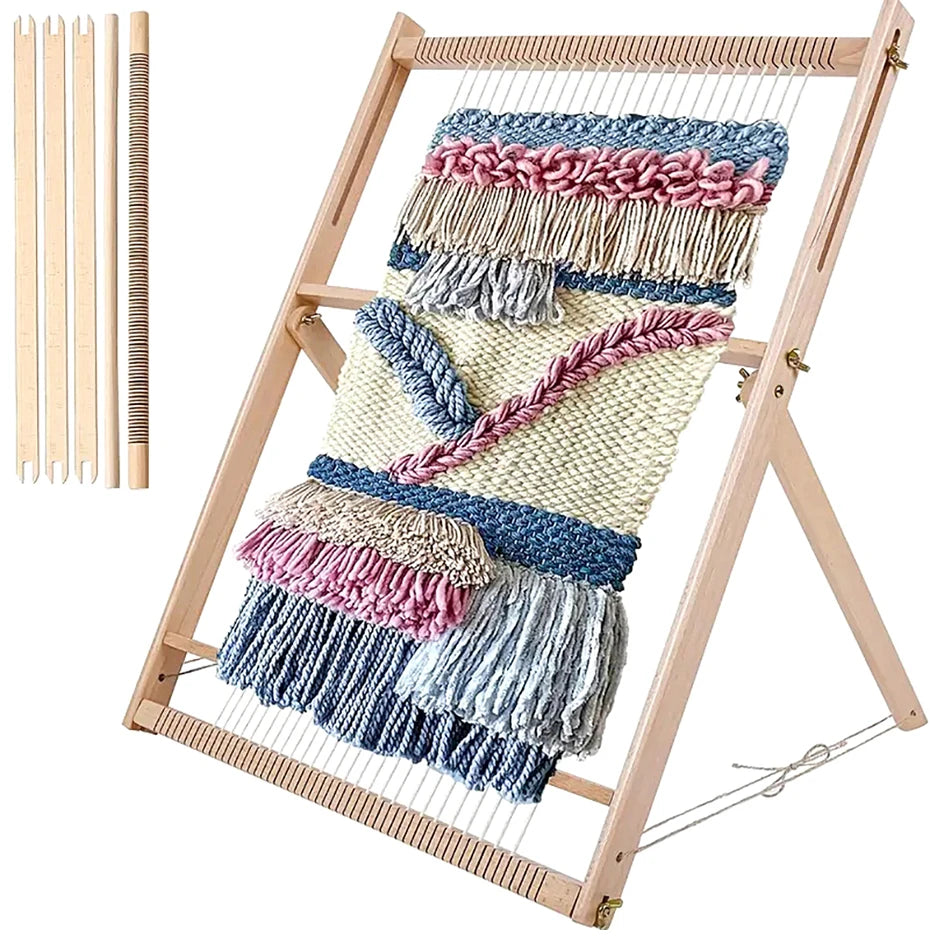 Wooden DIY Weaving and Knitting Loom Machine for Tapestries Tassels and Carpets